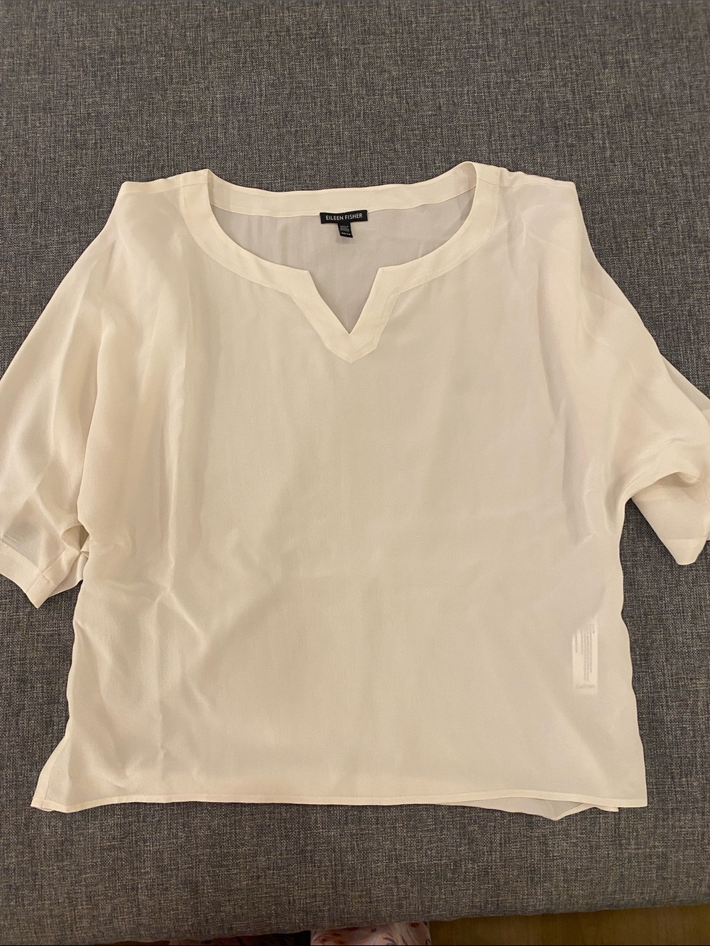 Eileen Fisher Cream Split-Notch Relaxed Blouse